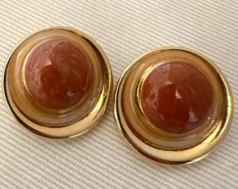 Vintage Deco Enamel Statement Earrings for Pierced Ears