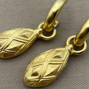 Byzantine Etruscan Matte Gold Dangle Statement Earrings for Pierced Ears