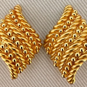 Bold Gold Rope Clip On Statement Earrings