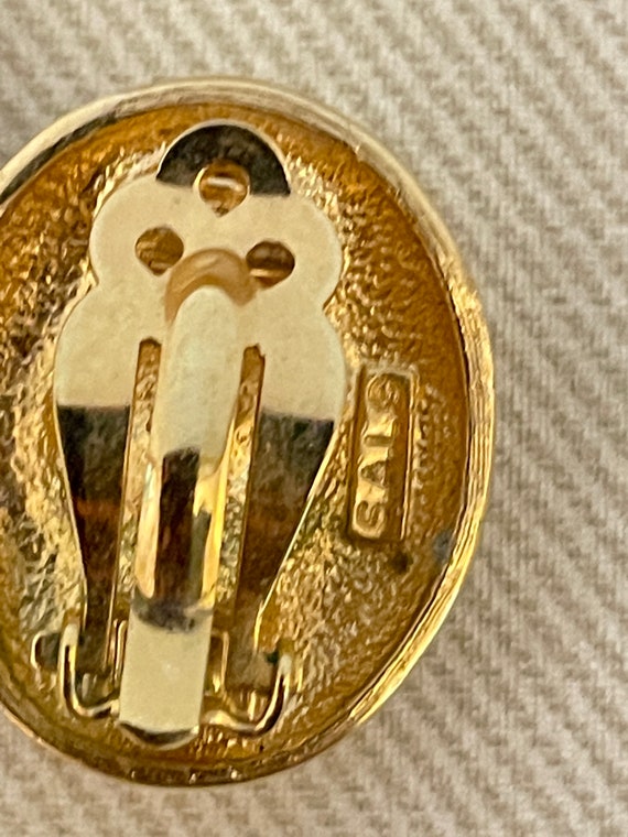 Deco Crystal Disk Clip On Statement Earrings Sign… - image 5