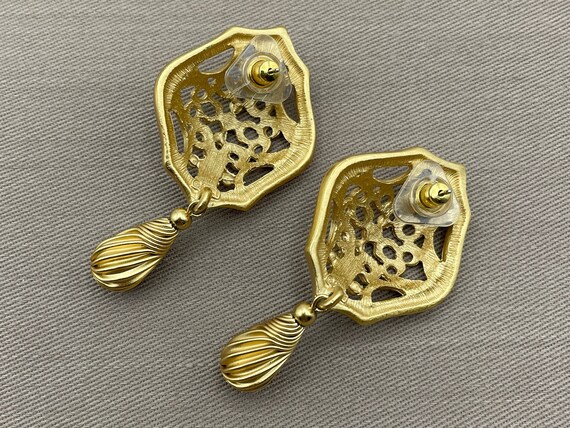 Openwork ETRUSCAN Shield Dangle Vintage Statement… - image 4