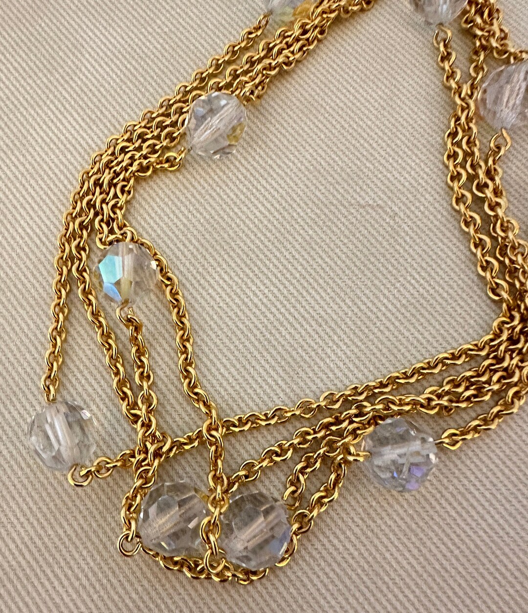 Vintage JOAN RIVER Layering Opera Chain Necklace With Glass Crystal ...