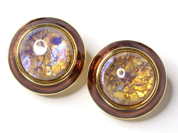 Joan Rivers Opalescent Moon Stone Button Statement
