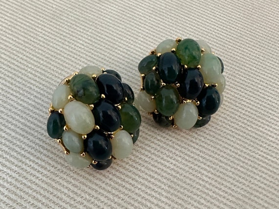 Chic Faux Jade Cabochon Signed JOAN RIVERS Statem… - image 2