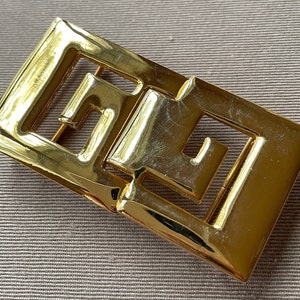 Chic DOTTY SMITH Greek Key Vintage Gold Belt Buckle image 2