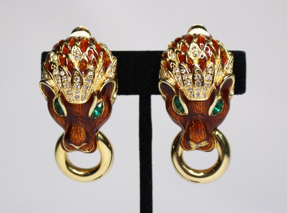 Les Bernard Lion Doorknocker Earrings - image 4