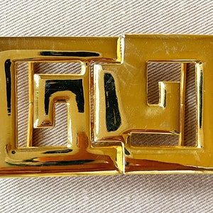 Chic DOTTY SMITH Greek Key Vintage Gold Belt Buckle image 1