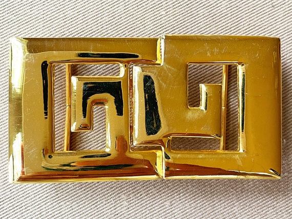 Chic DOTTY SMITH Greek Key Vintage Gold Belt Buck… - image 1