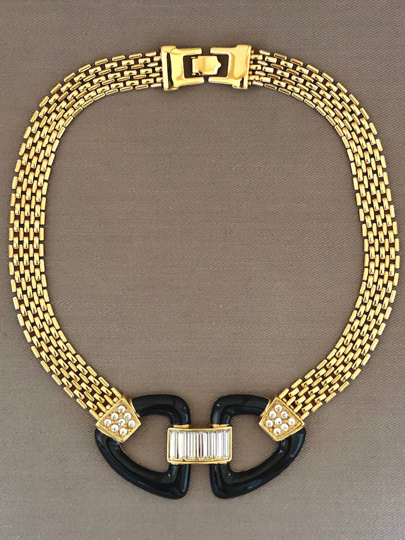 ART DECO MONET Bow Statement Necklace Vintage Choker Collar