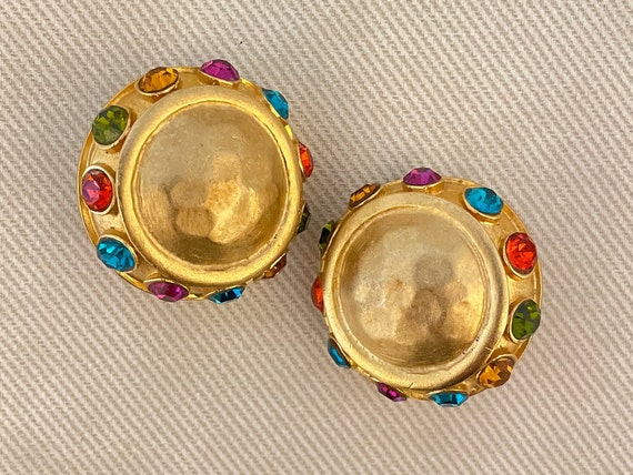 Stunning ETRUSCAN Colorful Stone Clip On Statemen… - image 4