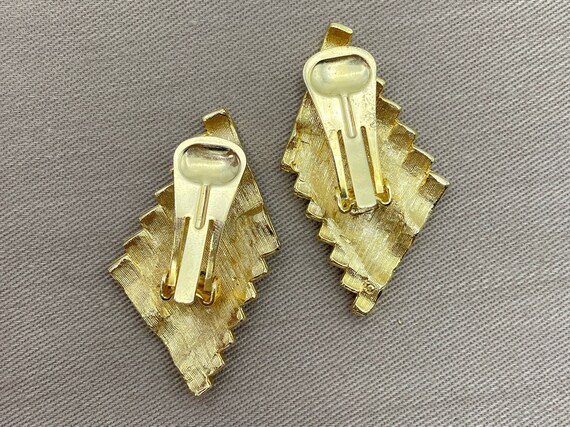 Modernist Geometric Gold Statement Clip On Earrin… - image 6