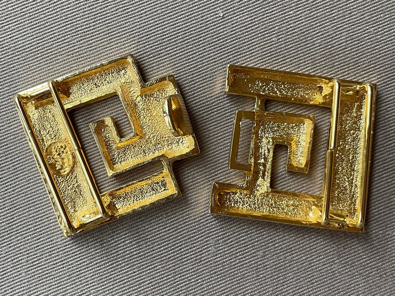 Chic DOTTY SMITH Greek Key Vintage Gold Belt Buckle image 5