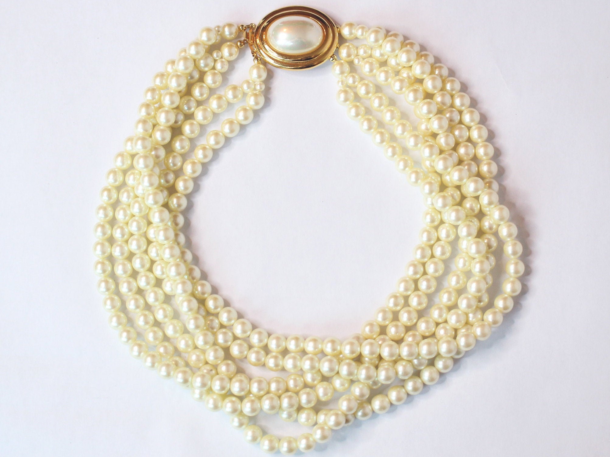 Multi-strand Pearl Necklace - Etsy 