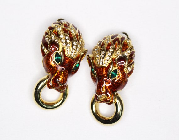 Les Bernard Lion Doorknocker Earrings