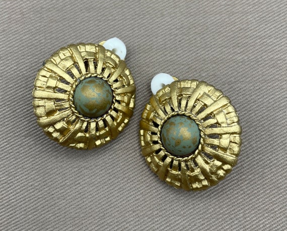 Byzantine Etruscan Clip On Statement Earrings Big… - image 2