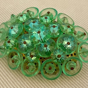 70s Green Lucite Flower Cups Brooch Pin