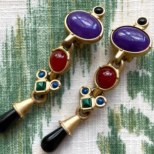 Colorido ETRUSCAN Signed LAZULI Clip On Designer Statement Pendientes