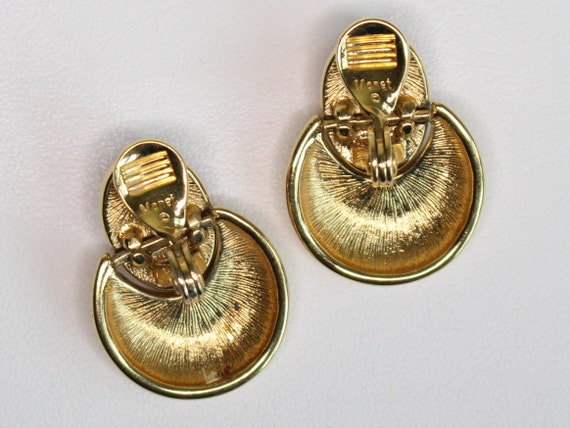 Petite Signed Monet Doorknocker Clip On Earrings - image 4