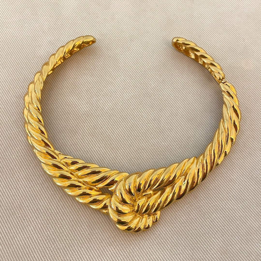 Massive Gold Rope Knot Vintage Structured Choker Necklace Etsy