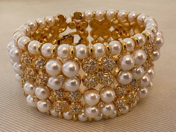 Breathtaking BAROQUE PEARL Chunky Vintage Signed … - image 2