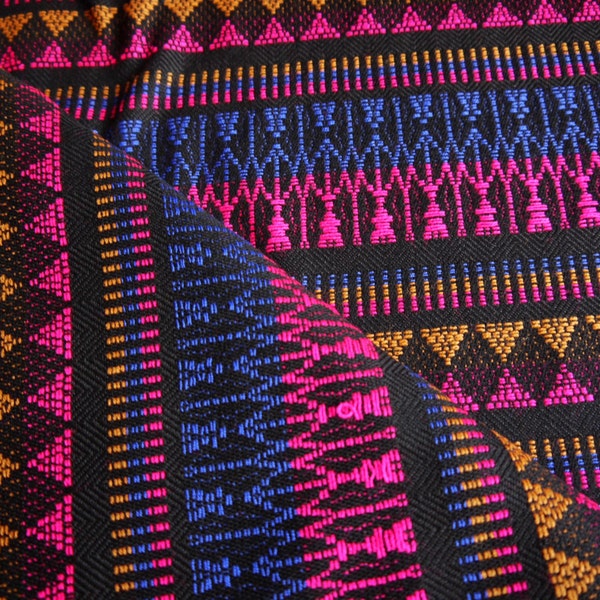 Aztec Fabric, Peruvian Fabric, Woven, Pink Yellow Flores, 1 Yard