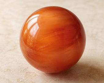 Natural Carnelian Sphere, Polished Orange Crystal Ball, Red Agate Stone Sphere, Crystal Home Decor, Desk Decor, Crystal Gift