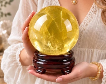Large Citrine Sphere, Natural Yellow Quartz Crystal Ball, Hand Polished Gemstone Sphere, Mineral Collection, Crystal Collector Gift