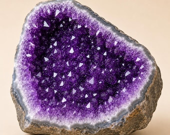 Decorazione con cristalli di ametista naturale, gruppo di geodi viola, decorazione per la casa con cristalli grezzi, pietra da scrivania per ufficio, campione minerale, regalo unico per l'inaugurazione della casa