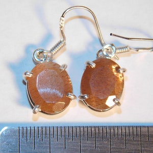 sunstone earrings 925 silver dangle drop