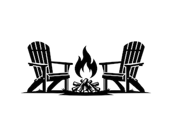 Adirondack Chairs Silhouette Clipart, Outdoor Furniture SVG (Digital Cut File)