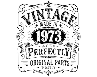 Jahrgang 1973 SVG PNG, Retro Sunset Silhouette, 53. Geburtstag Schnittdatei (Digitaler Download)
