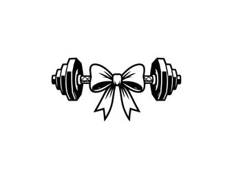 Dumbbell Ribbon SVG PNG, Fitness Awareness Silhouette, Gym Workout Clipart (Digital Cut File)