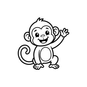 Safari Monkey SVG PNG, djungeldjursdesign, klippfil för vilda djur (digital nedladdning)