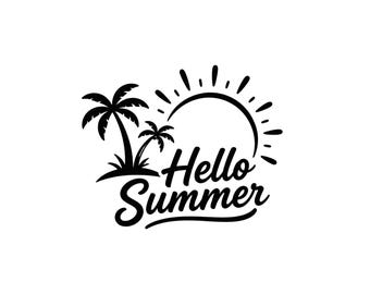 Hallo Sommer Strand Sonne SVG PNG Clipart (digitaler Download)