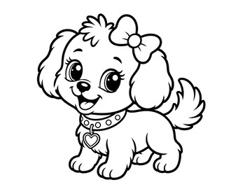Hündchen Silhouette Clipart, Kawaii Retriever Grafik-Design (SVG PNG)