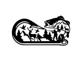 Hirsch Fisch Jäger Naturbursche Grafik Kunst (SVG PNG)