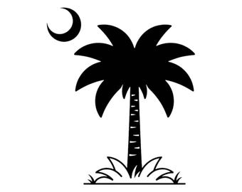 Palmetto Baum Mond SVG PNG (Digitale Schnittdatei)