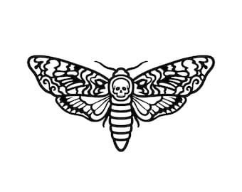 Totenkopf Motte SVG PNG, Schädel Insekt Silhouette, Gothic Taxidermy Clipart, Witchy Schmetterling Cut File, Dark Ästhetische Grafik, Geschenk