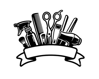 Barbershop SVG PNG, Barber Pole Silhouette, Hair Salon Clipart (Digital Cut File)
