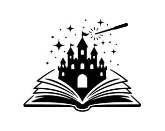 Wizard Book SVG, Magic Spellbook Silhouette, Fantasy Cut File (Digital Download)
