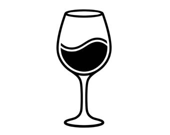 Elegancki kieliszek do wina SVG PNG, clipart baru koktajlowego (pobieranie cyfrowe)