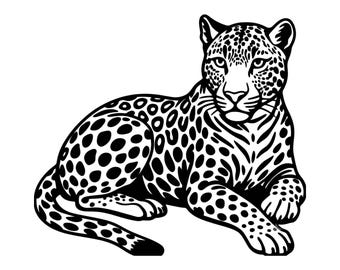 Leopard SVG PNG, Wild Cat Clipart, Safari Animal Design (Digital Download)