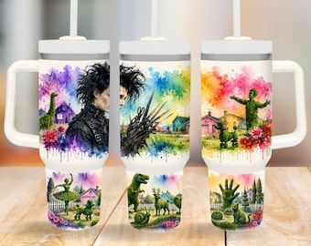 Edward Scissorhands 40oz Tumbler Wrap | Watercolour Sublimation PNG  (digital download)