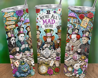 Horror in Wonderland PNG | Iconic Horror Tea Party 20oz Sublimation Design (Digital Download)