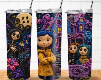 3D Coraline PNG | Crochet Movie 20oz Sublimation Design (Digital Download) inc. FREE GIFT