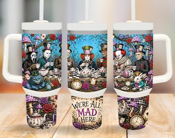 Horror in Wonderland 40oz Tumbler Wrap | Mad Tea Party Sublimation PNG  (digital download)