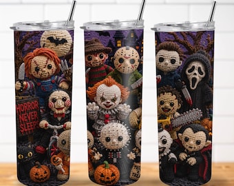 3D Knitted Horror Icons PNG | Wool Effect 20oz Sublimation Design (Digital Download)