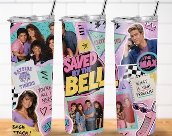 Saved by the Bell Tumbler Wrap PNG | 90s Throwback 20oz Sublimation Design (Digital Download)