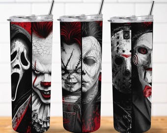 Horror in Black & White PNG | Iconic Horror 20oz Sublimation Design (Digital Download)