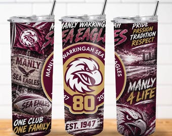 Manly PNG | NRL Rugby Eagles 20oz Sublimation Design (Digital Download)